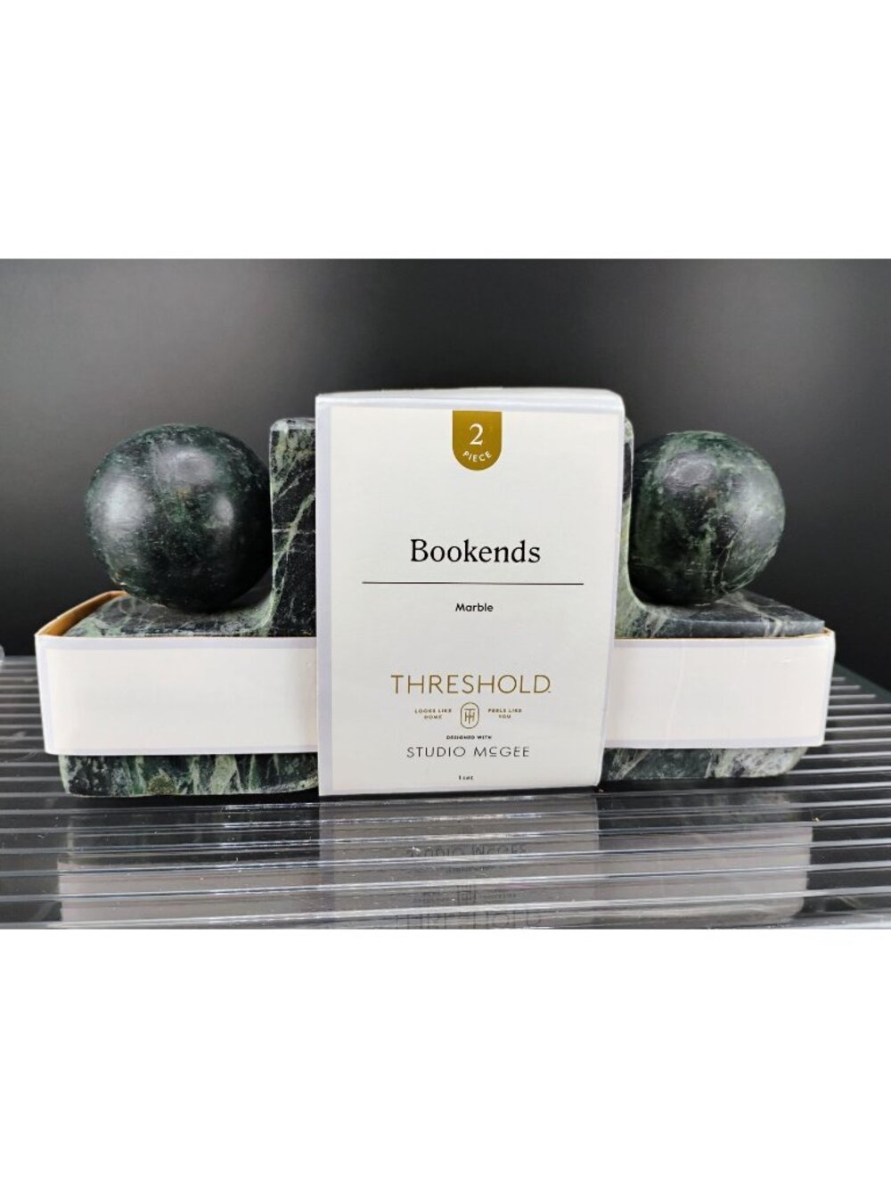 Threshold Studio McGee Marble Bookends 2-Piece Green Set